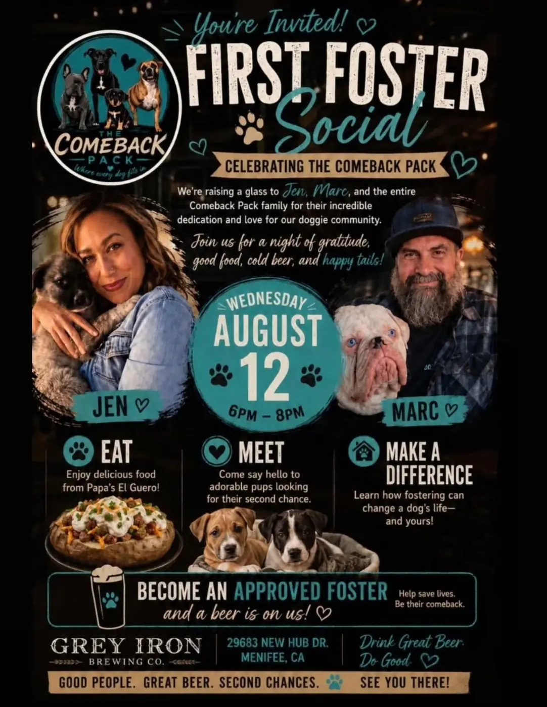 First Foster Social flyer for August 12, 2026 at Grey Iron Brewing Co.