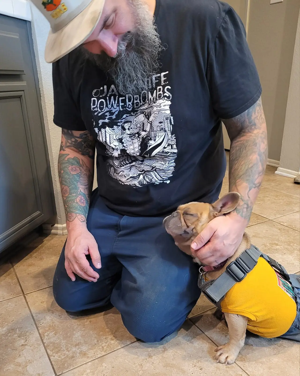Marc with a foster frenchie