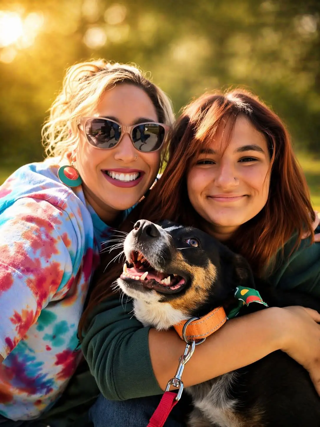 Jen and one of her kids with a rescued dog.
