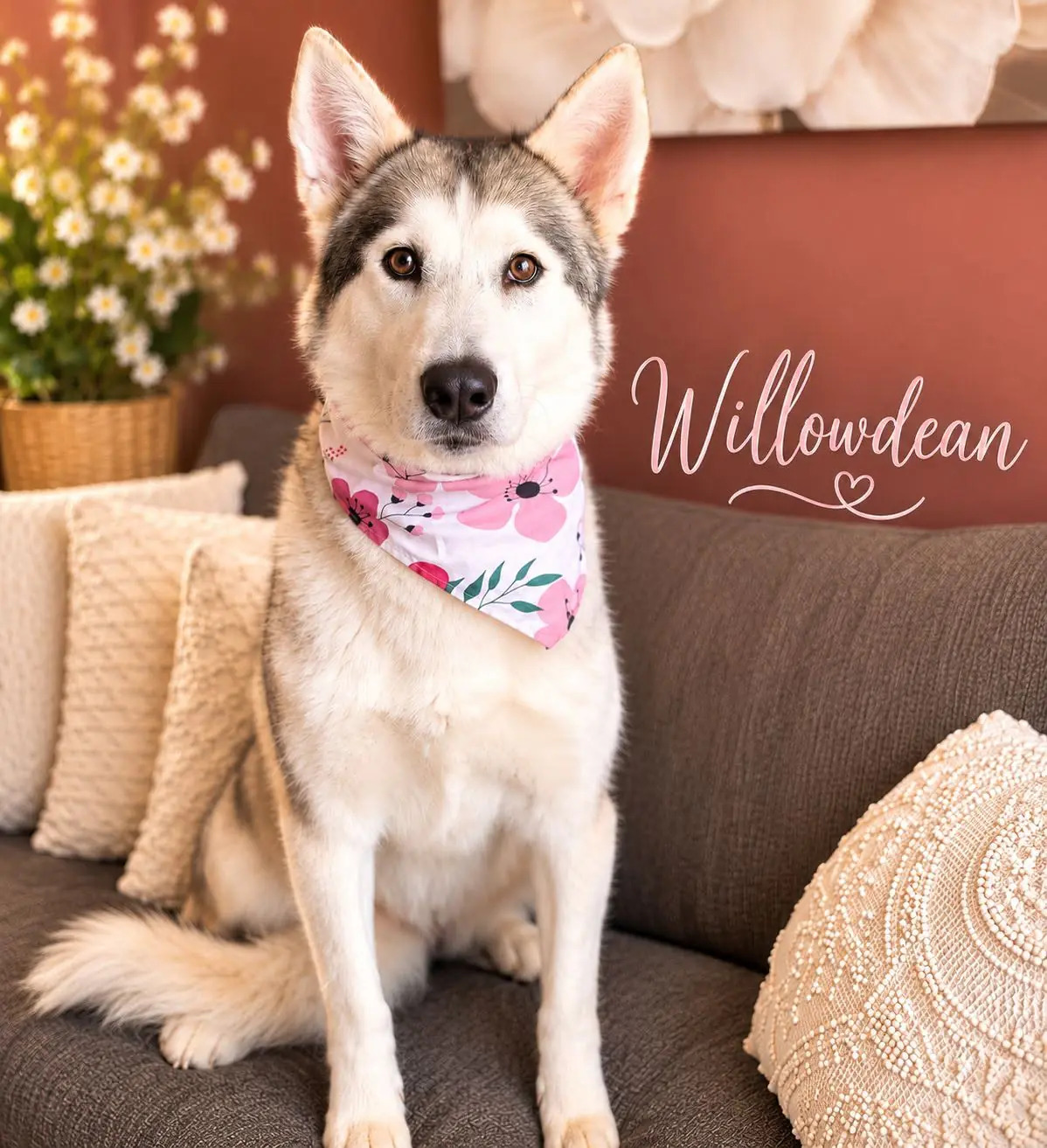 Willowdean today, relaxing at home in a floral bandana